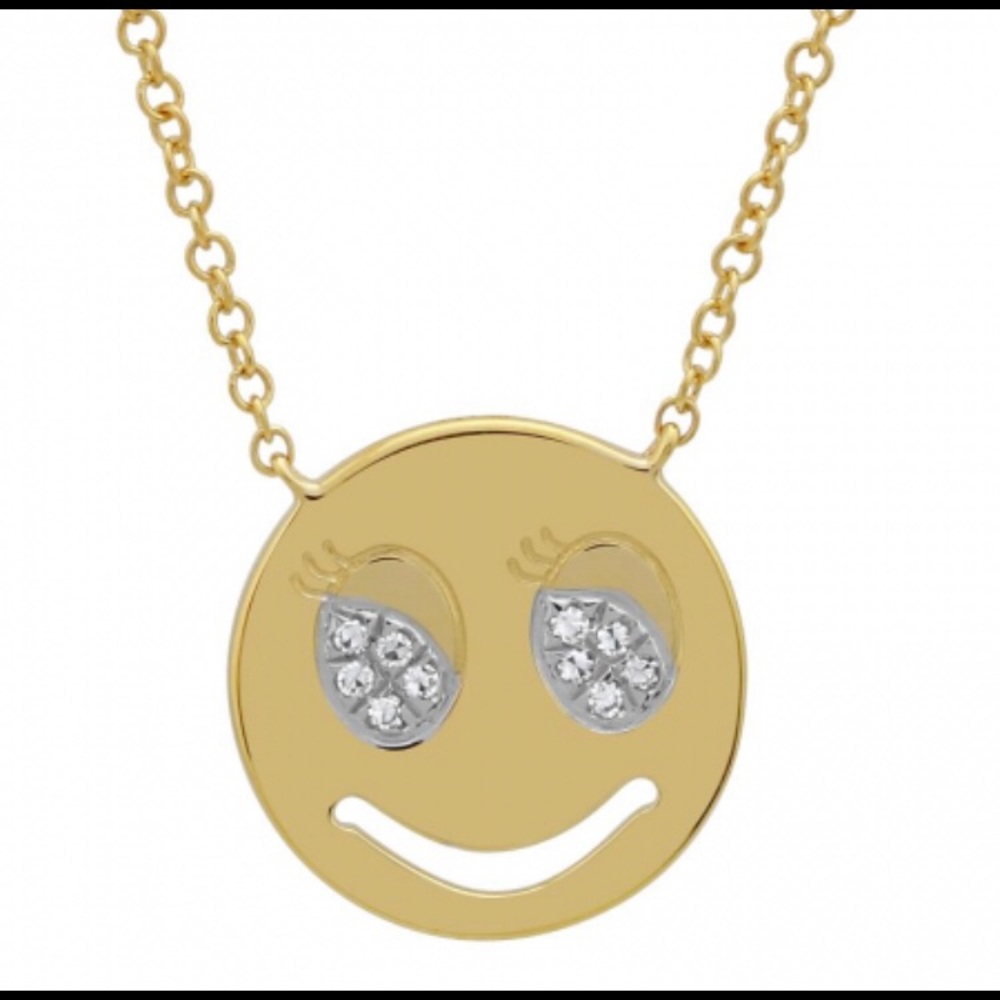 14K Yellow gold and diamonds Love eyes necklace